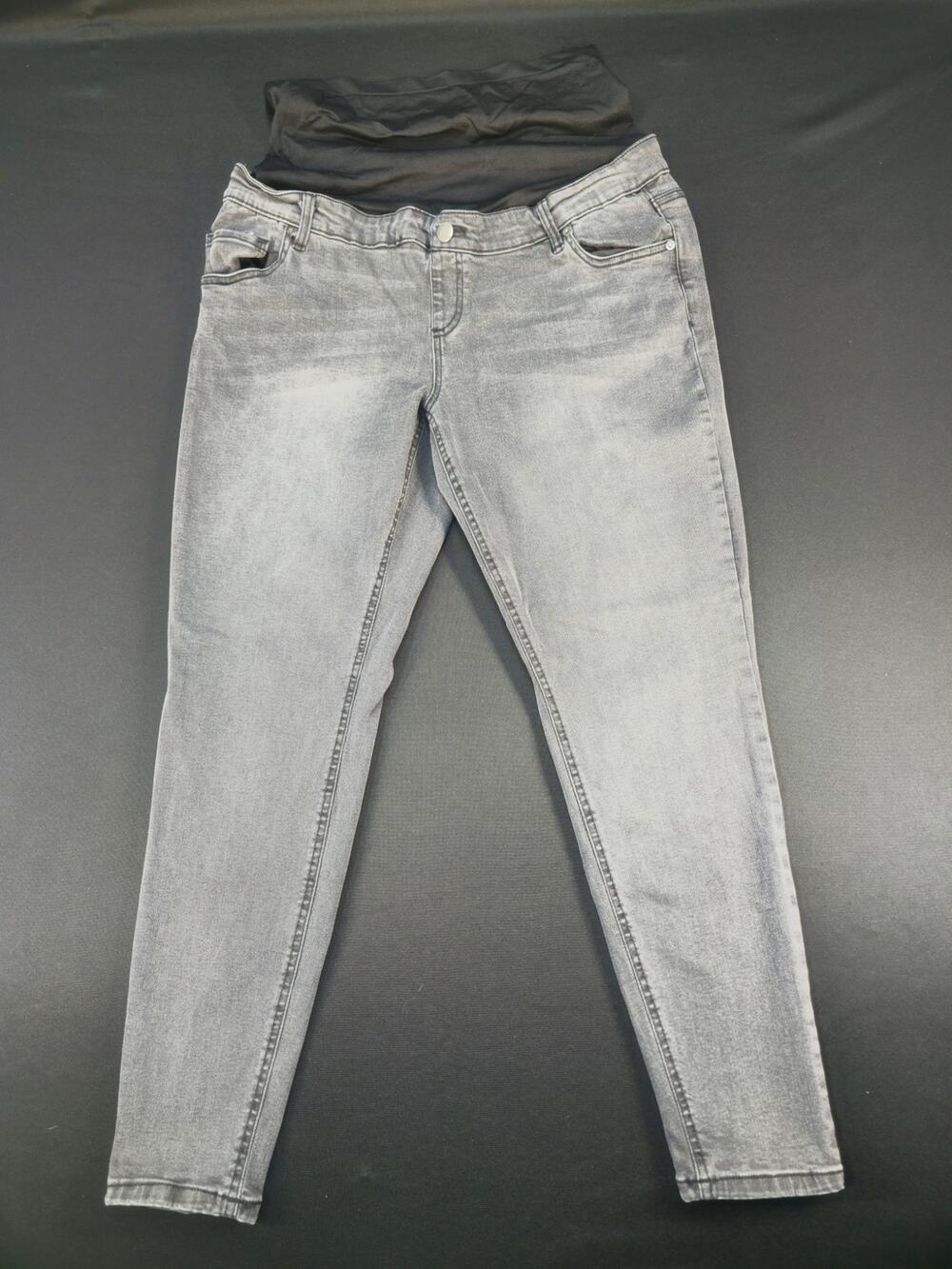 Time and Tru Maternity XL 16-18 Gray Skinny Stretch Over Belly Denim Jeans